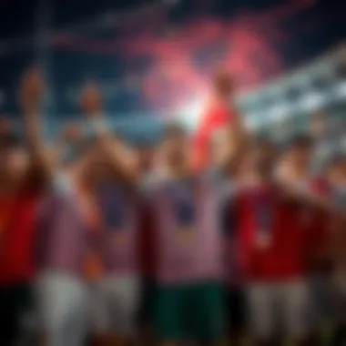 Joyful Moments of Victory in the Asian Cup Celebration of a winning team during the Asian Cup