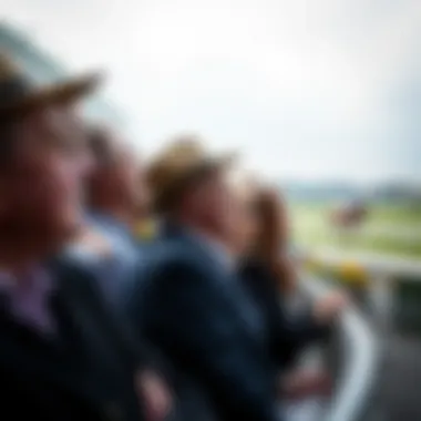 A group of people watching a horse race