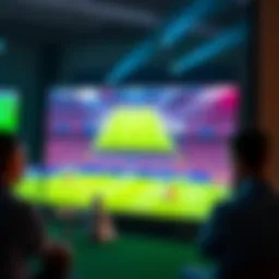 A vibrant digital screen displaying a live sports match