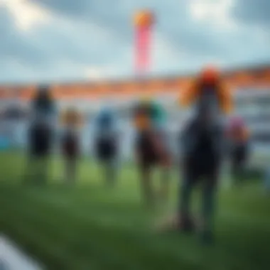 Vibrant scene capturing the economic impact of the horse racing industry