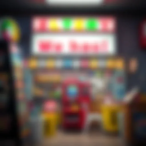 A vibrant local lottery shop showcasing its colorful signage and inviting atmosphere