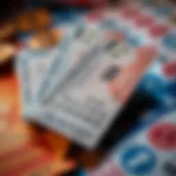 Detailed view of lottery tickets