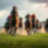 Dynamic racecourse with horses in action