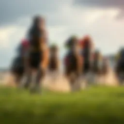 Dynamic racecourse with horses in action