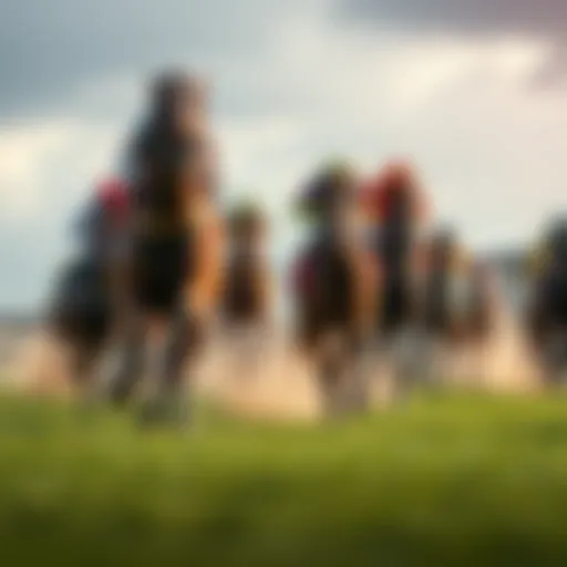 Dynamic racecourse with horses in action