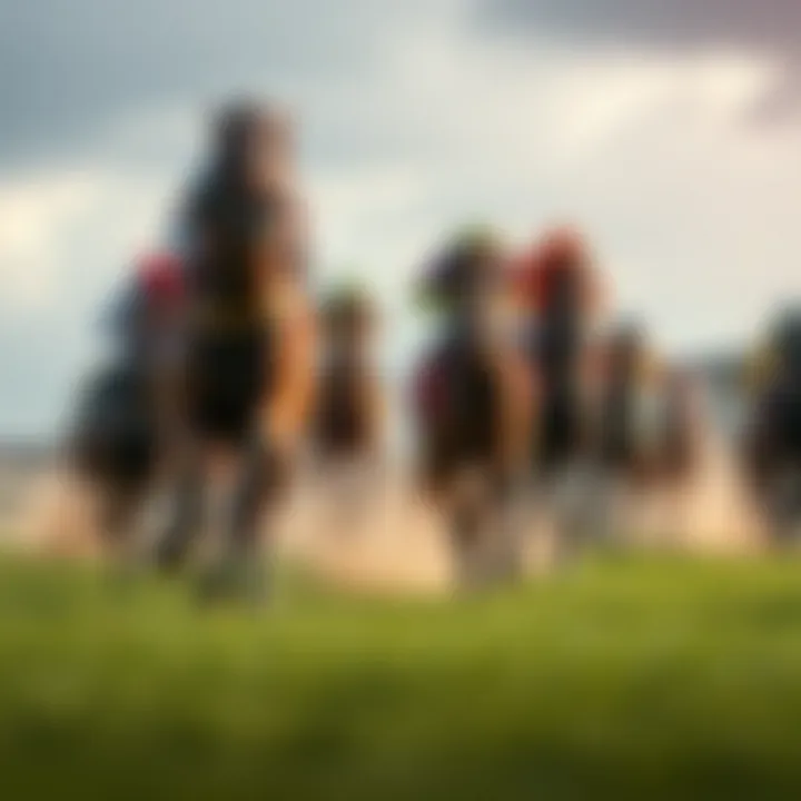 Dynamic racecourse with horses in action